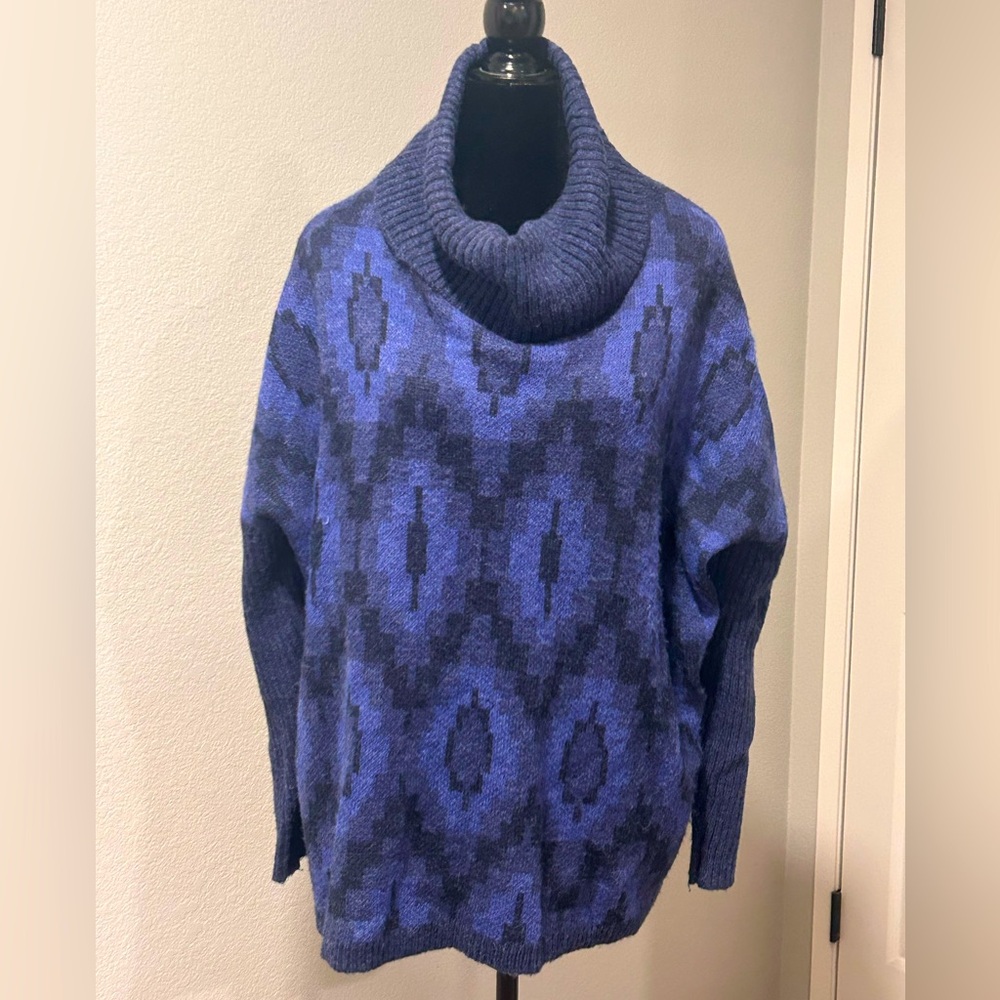 Soft Surroundings Blue Cowl Next Wool Alpaca Soft Knit Pullover♥️❤️♥️